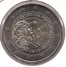 2€ - Portugal - Año 2010 - Busto república - Click en la imagen para cerrar