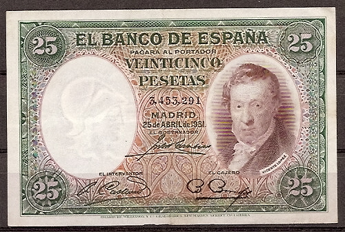 II República (1931 - 1939) - Banco de España - 374 - EBC - Año 1931 - 25 ptas - ref.3453291 - Click en la imagen para cerrar