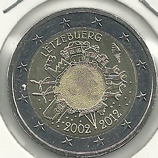 2€ - Luxemburgo - SC - Año 2012 - 10ºAniversario - Click en la imagen para cerrar