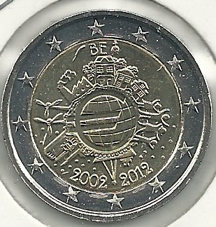 2€ - Belgica - SC - Año 2012 - 10ºAniversario circulacion del euro - Click en la imagen para cerrar