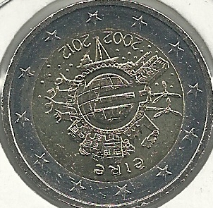 2€ - Irlanda - SC - Año 2012 - Décimo Anniversario circulacion Euro - Click en la imagen para cerrar