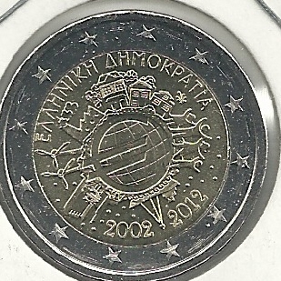 2€ - Grecia - Año 2012 - Decimo aniversario del euro - Click en la imagen para cerrar