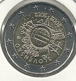 2€ - Eslovaquia - Año 2012 - Decimo aniversario del euro - Click en la imagen para cerrar